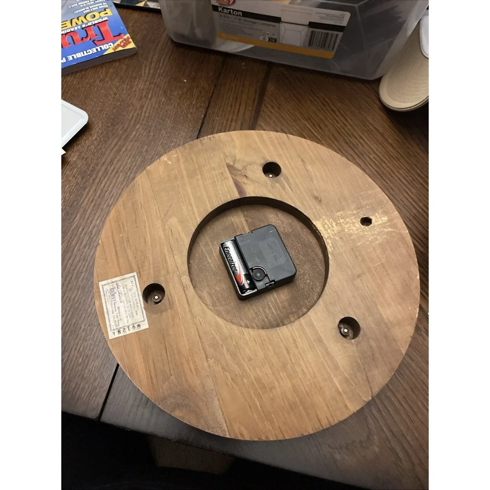 Vintage Seth Thomas Round Wooden Clock Working Condition!